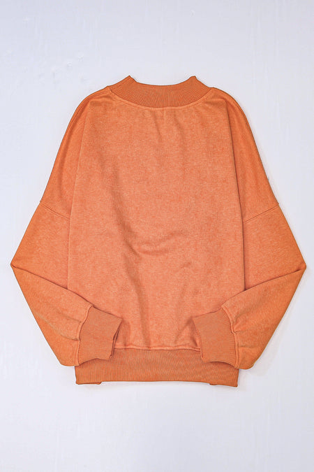 Drop Shoulder Crew Neck Pullover Sweatshirt