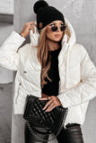 Solid Quilted Hooded Zip Up Puffer Jackets