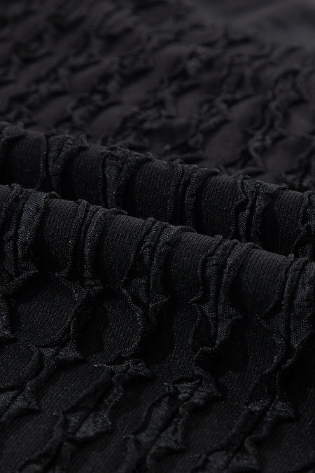 Frill Textured Short Sleeve Top and Drawstring Shorts Set