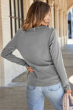 Solid Exposed Seam Crew Neck Long Sleeve Top