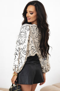 Balloon Sleeve Crew Neck Blouse