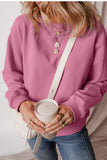 Solid Fleece Lined Drop Shoulder Terry Sweatshirt