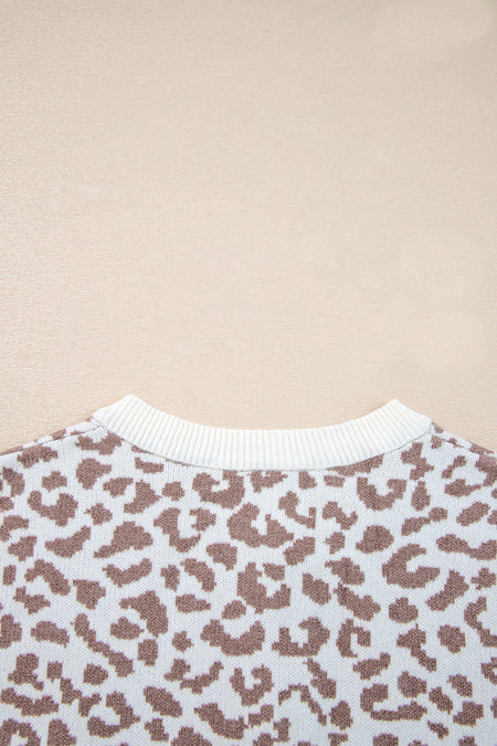 Leopard Chunky Knitted Cardigan Sweater