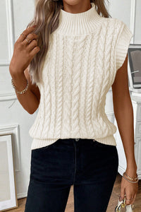 Cable Knit High Neck Sweater Vest