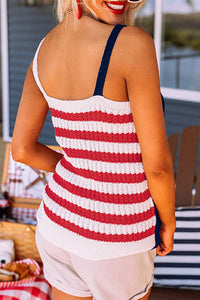 Stars and Stripes Flag Pattern Knitted Tank