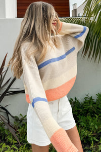 Colorblock Striped Drop Shoulder Cozy Sweater