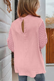 Swiss Dot Balloon Sleeve Loose Blouse