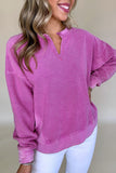 Notched Neck Drop Shoulder Sweatshirt