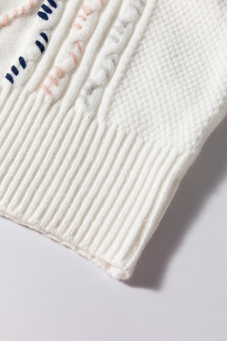 Stitch Detail Cable Knit Short Sleeve Sweater