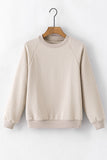 Solid Textured Raglan Sleeve Pullover Sweatshirt