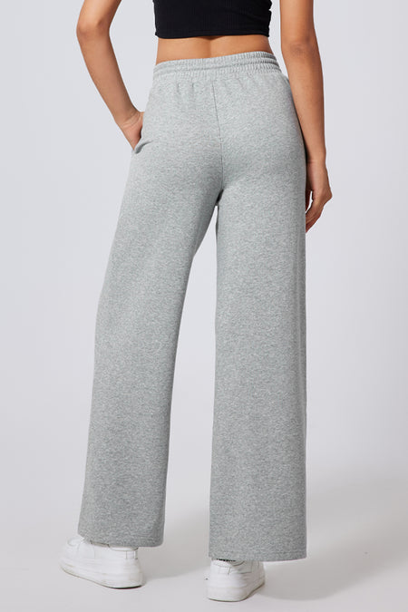 Seamed Drawstring High Waist Wide Leg Sweatpants