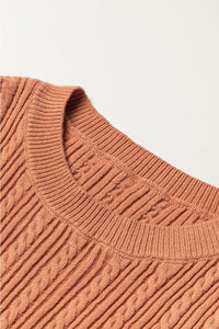 Ruffled Cuff Cable Knit Sweater