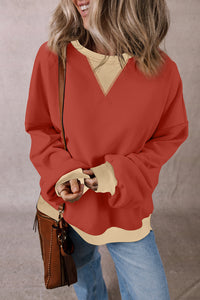 Color Block Patch Drop Shoulder Oversized Sweatshirt