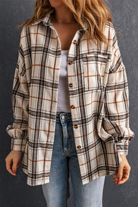 Oversized Plaid Pattern Shacket with Slits