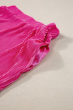 Bright Pink Casual Pleated Short Two-piece Set