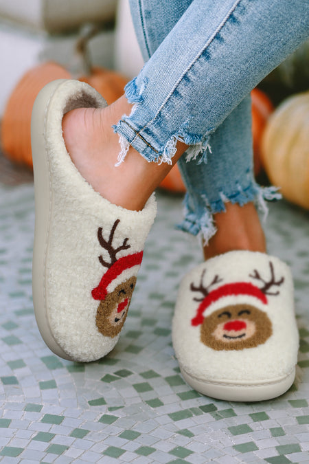 Christmas Cartoon Pattern Plush Slippers