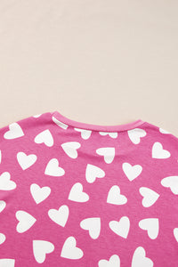 Valentine Heart Shape Print Long Sleeve Top Shorts Lounge Set