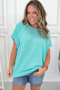 Ribbed Exposed Seam Casual Plus Size T Shirt