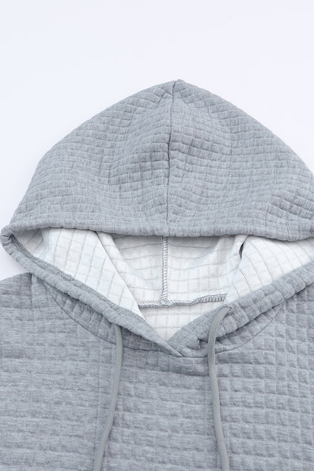 Quilted Kangaroo Pocket Drawstring Hoodie