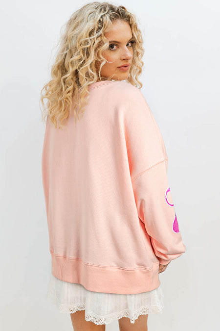 Bowknot Drop Shoulder Oversized Sweatshirt