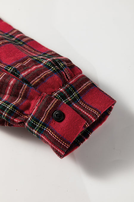 Plaid Half Button Long Sleeve Shirt Mini Dress