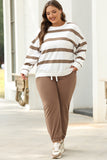 Striped Drop Shoulder Pullover and Jogger Pants Set