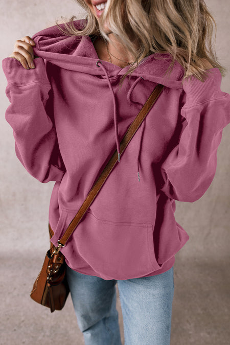 Fleece Lined Kangaroo Pocket Drawstring Chunky Hoodie