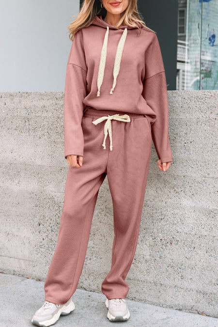 Pullover Hoodie and High Waist Pants Set