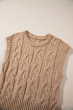 Light French Beige Cap Sleeve Cable Knit Sweater