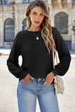 Khaki Lace Long Sleeve Textured Pullover