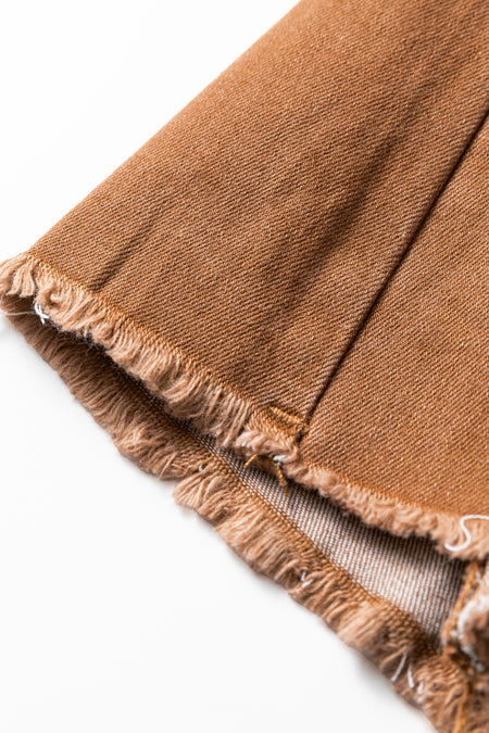 High Waist Raw Hem Flare Jeans