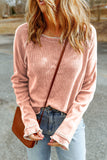 Textured Round Neck Long Sleeve Top