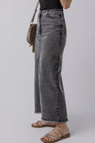 Raw Hem Back Split High Waist Long Skirt