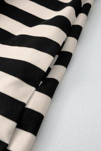 Stripe Collared V Neck Long Sleeve Loose Casual Dress