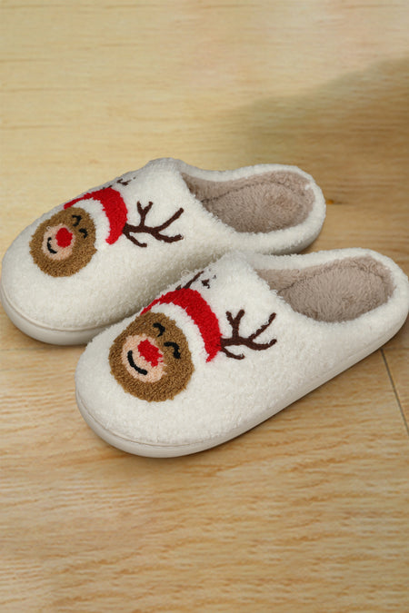 Christmas Cartoon Pattern Plush Slippers