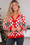 Checkered Christmas Cardigan Sweater
