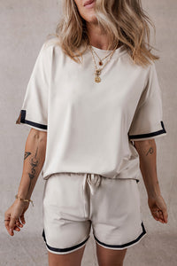 Contrast Trim Tee and Shorts Set