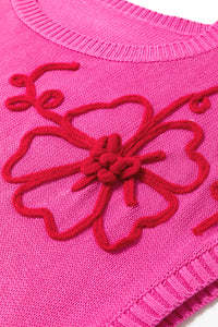 Flower Embroidery Short Sleeve Knitwear Top