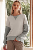 Color Block Thumbhole Sleeve Drop Shoulder Sweatshirt