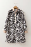 Leopard Print Long Sleeve Flared Dress
