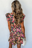 Paisley Print Flutter Sleeve Tiered Ruffle Dress