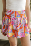 Abstract Print Smock Waist Casual Shorts