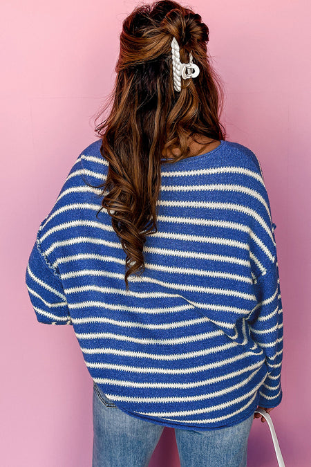 Stripe Drop Shoulder Casual Sweater