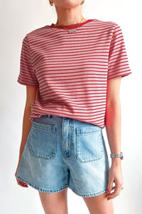 Stripe Crew Neck Casual T Shirt