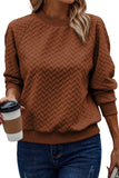 Solid Textured Raglan Sleeve Pullover Sweatshirt