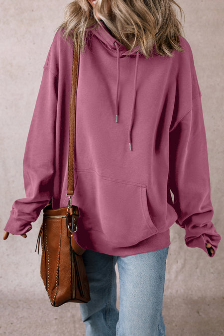 Fleece Lined Kangaroo Pocket Drawstring Chunky Hoodie