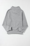 Asymmetric Buttons Detail High Neck Textured Sweatshirt