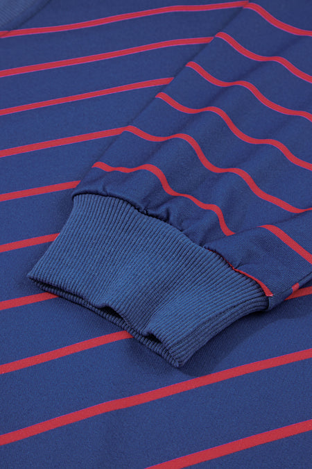 Stripe Stylish Overlap Detail Drop Shoulder Pullover Sweatshirt