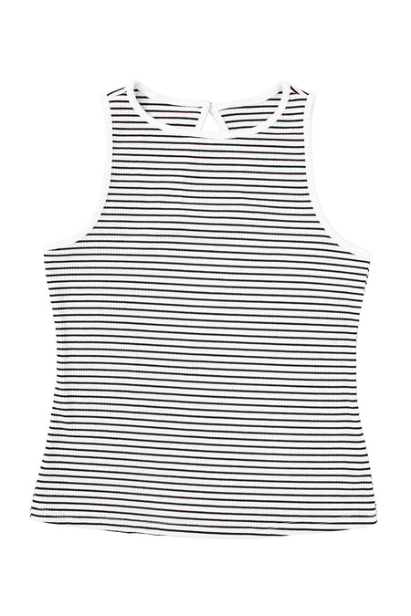 Striped Print Ribbed Knit Sleeveless Top