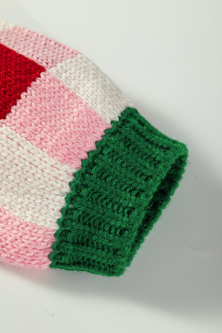 Plaid Knit Bow Sweater Cardigan